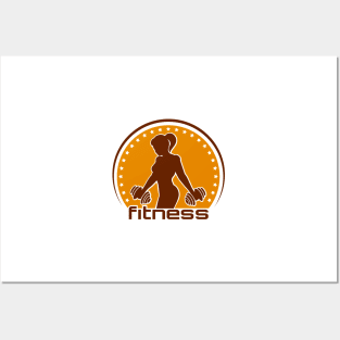 Fitness Emblem with Training Athletic Woman Posters and Art